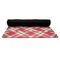 Red & Tan Plaid Yoga Mat Rolled up Black Rubber Backing