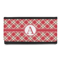 Red & Tan Plaid Leatherette Ladies Wallet (Personalized)