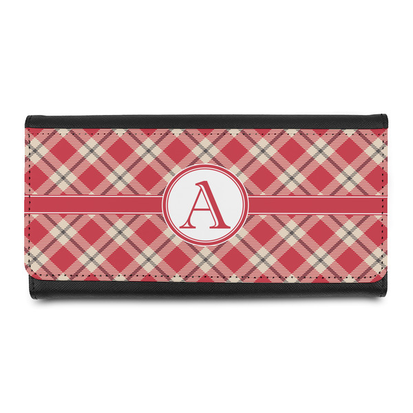 Custom Red & Tan Plaid Leatherette Ladies Wallet (Personalized)