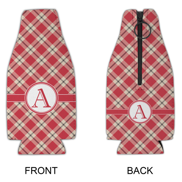 Red & Tan Plaid Zipper Bottle Cooler - APPROVAL