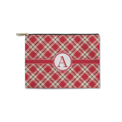 Red & Tan Plaid Zipper Pouch - Small - 8.5"x6" (Personalized)