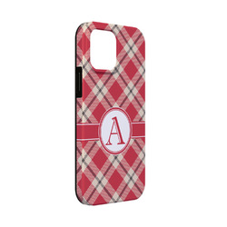 Red & Tan Plaid iPhone Case - Rubber Lined - iPhone 13 Mini (Personalized)
