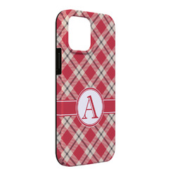 Red & Tan Plaid iPhone Case - Rubber Lined - iPhone 13 Pro Max (Personalized)