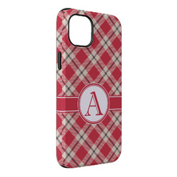 Red & Tan Plaid iPhone Case - Rubber Lined - iPhone 14 Plus (Personalized)