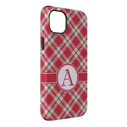 Red & Tan Plaid iPhone Case - Rubber Lined - iPhone 14 Pro Max (Personalized)