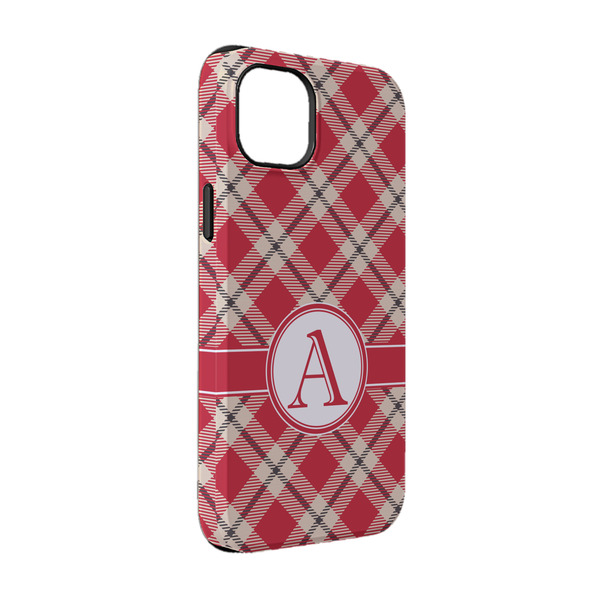 Custom Red & Tan Plaid iPhone Case - Rubber Lined - iPhone 14 Pro (Personalized)