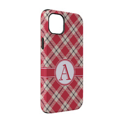 Red & Tan Plaid iPhone Case - Rubber Lined - iPhone 14 (Personalized)