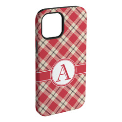 Red & Tan Plaid iPhone Case - Rubber Lined - iPhone 15 Plus (Personalized)