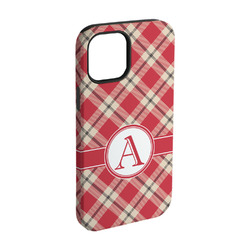 Red & Tan Plaid iPhone Case - Rubber Lined - iPhone 15 Pro (Personalized)