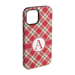 Red & Tan Plaid iPhone Case - Rubber Lined - iPhone 15 (Personalized)