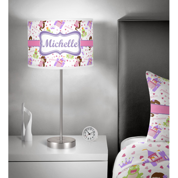 Princess Print 13 inch drum lamp shade - in room