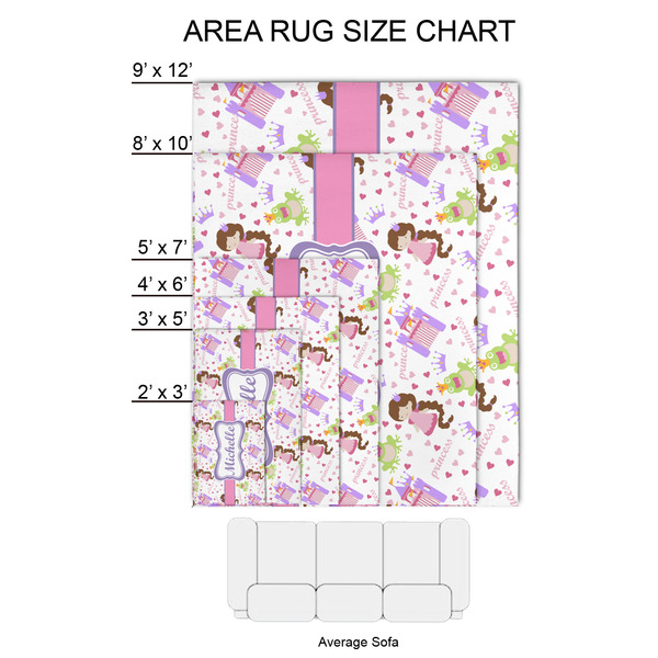 Princess Print 2'x3' Indoor Area Rugs - Size Chart