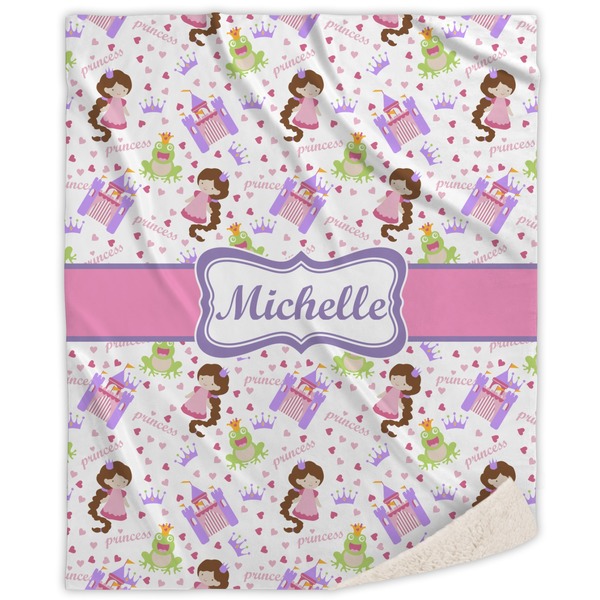 Custom Princess Print Sherpa Throw Blanket (Personalized)