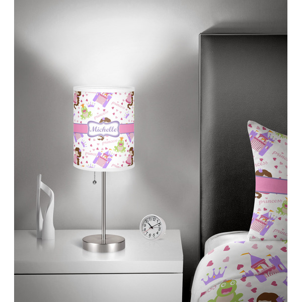 Princess Print 7 inch drum lamp shade - in room