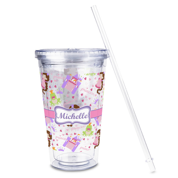 Princess Print Acrylic Tumbler - Full Print - Front straw out