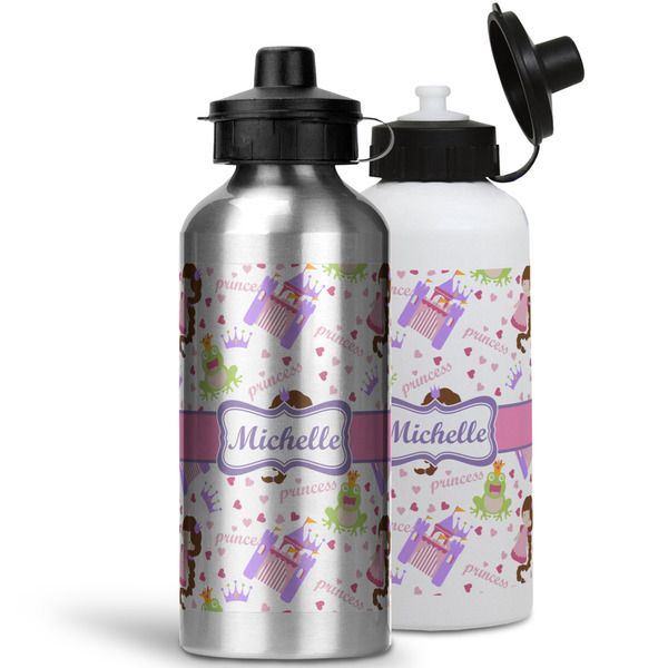 Princess Print Aluminum Water Bottles - MAIN (white &silver)