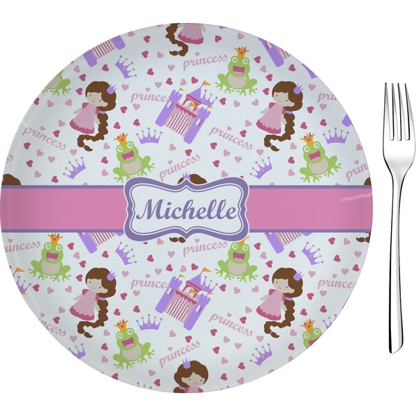 Custom Princess Print Glass Appetizer / Dessert Plate 8" (Personalized)