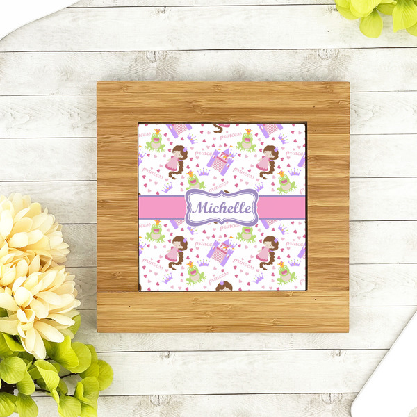 Princess Print Bamboo Trivet with 6" Tile - LIFESTYLE
