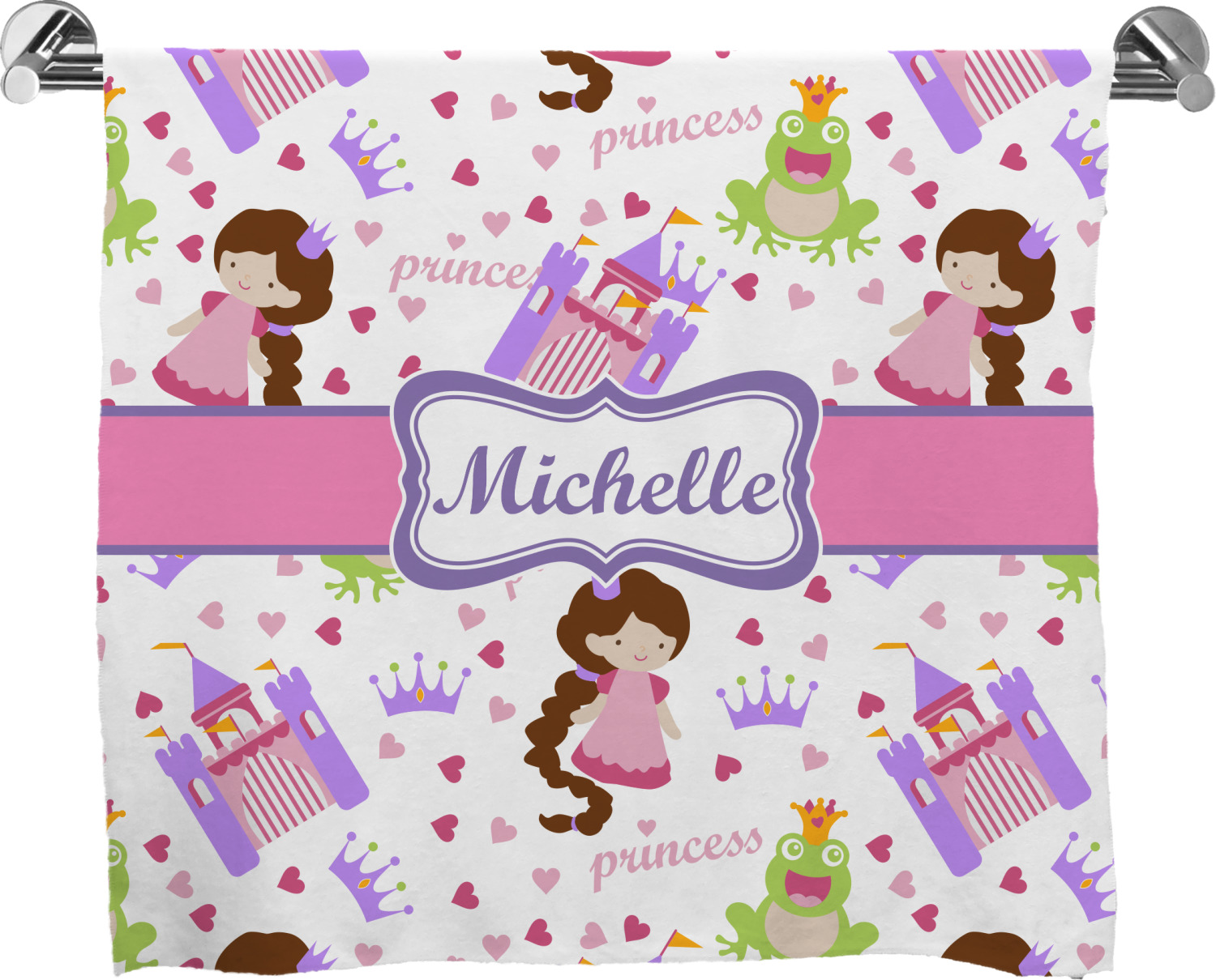 Custom Princess Print Bath Towel (Personalized) YouCustomizeIt