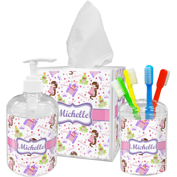Custom Princess Print Acrylic Bathroom Accessories Set w/ Name or Text