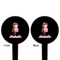 Princess Print Black Plastic 4" Food Pick - Round - Double Sided - Front & Back