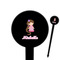 Princess Print 6" Round Plastic Food Picks - Black - Double Sided (Personalized)