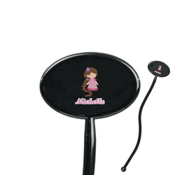 Princess Print 7" Oval Plastic Stir Sticks - Black - Single Sided (Personalized)