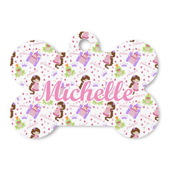 Princess Print Bone Shaped Dog ID Tag (Personalized)