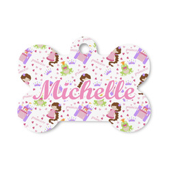 Princess Print Bone Shaped Dog ID Tag - Small (Personalized)