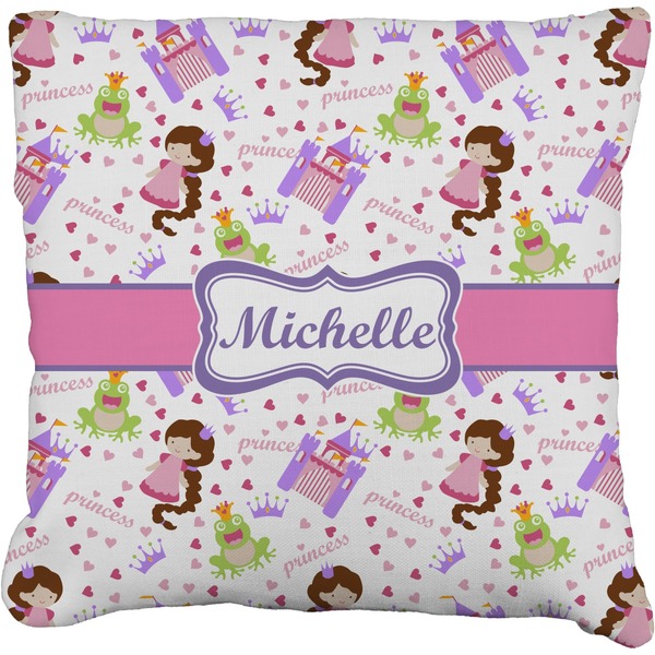 Custom Princess Print Faux-Linen Throw Pillow 16" (Personalized)
