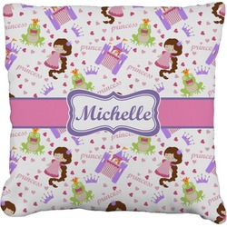 Princess Print Faux-Linen Throw Pillow 18" (Personalized)