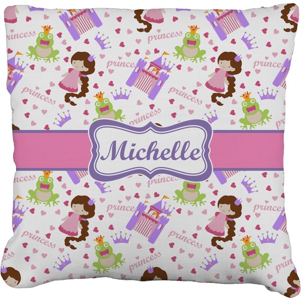 Custom Princess Print Faux-Linen Throw Pillow 18" (Personalized)