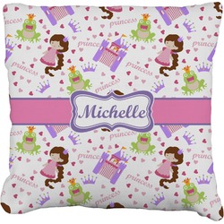 Princess Print Faux-Linen Throw Pillow 20" (Personalized)