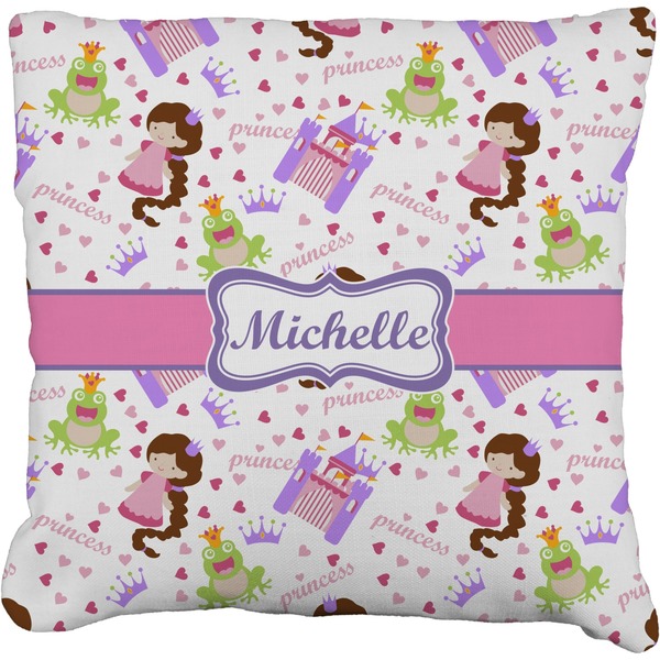 Custom Princess Print Faux-Linen Throw Pillow 20" (Personalized)
