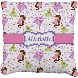 Princess Print Faux-Linen Throw Pillow (Personalized)