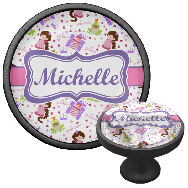 Princess Print Cabinet Knob - Black - Multi Angle
