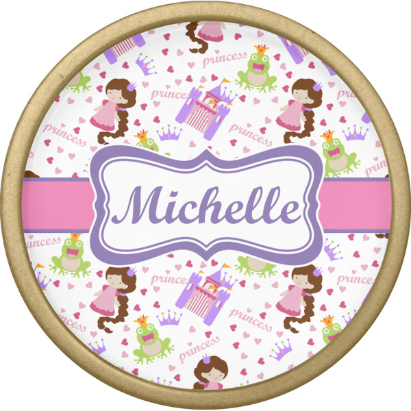 Princess Print Cabinet Knob - Gold - Front