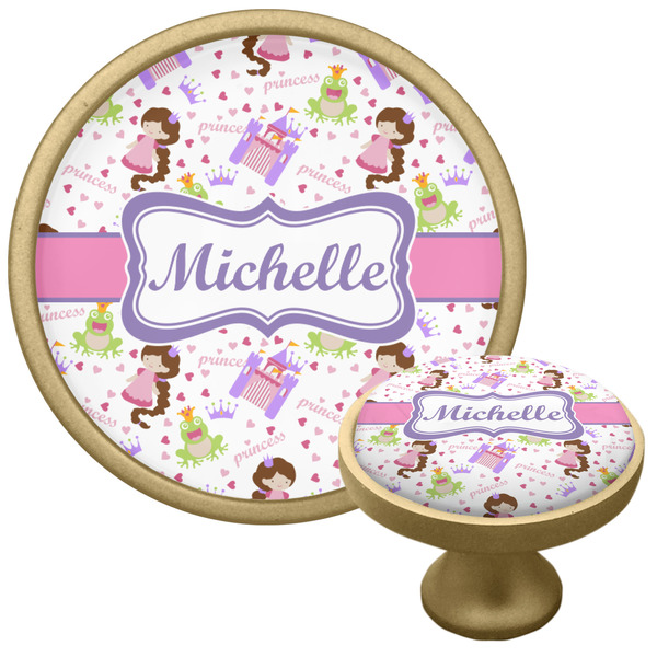 Princess Print Cabinet Knob - Gold - Multi Angle