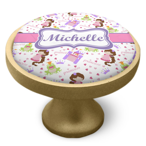 Princess Print Cabinet Knob - Gold - Side