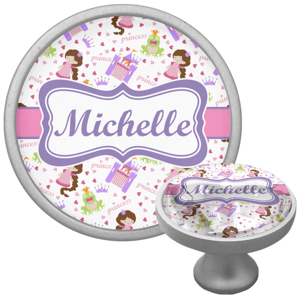 Princess Print Cabinet Knob - Nickel - Multi Angle