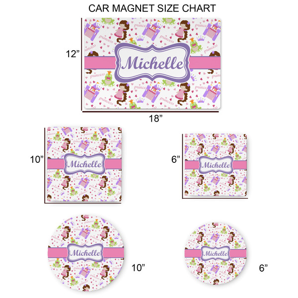 Princess Print Car Magnets - SIZE CHART