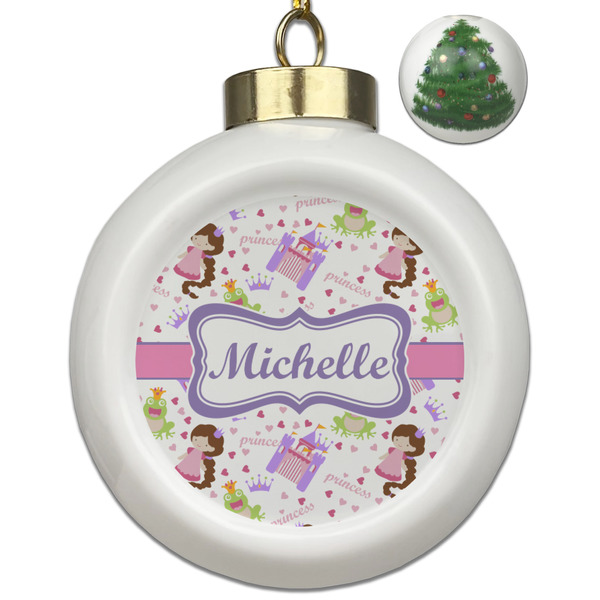 Custom Princess Print Ceramic Ball Ornament - Christmas Tree (Personalized)