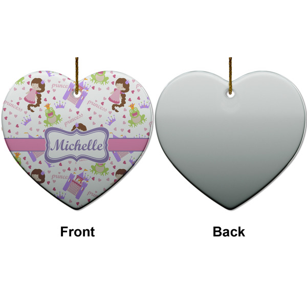 Princess Print Ceramic Flat Ornament - Heart Front & Back (APPROVAL)