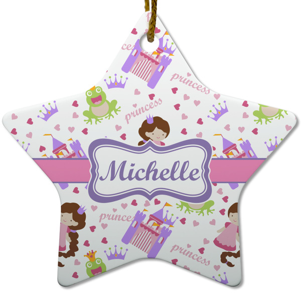 Princess Print Ceramic Flat Ornament - Star (Front)