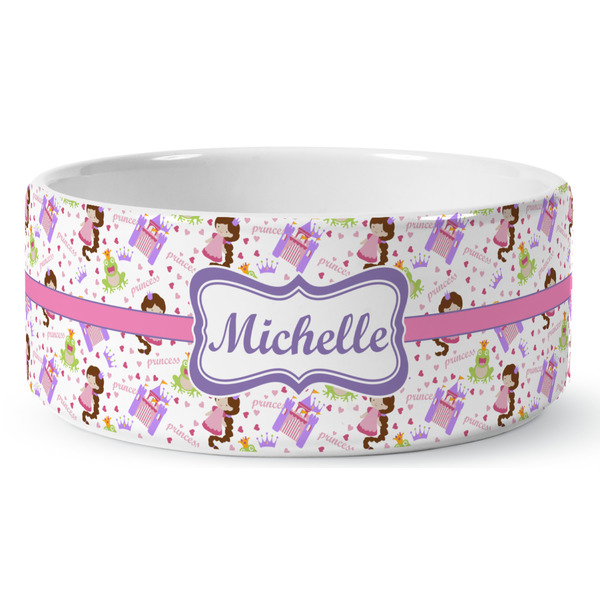 Custom Princess Print Ceramic Dog Bowl (Personalized)