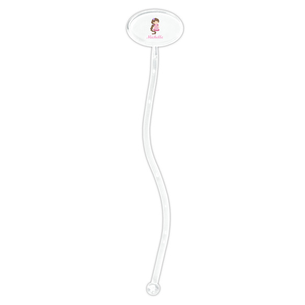 Princess Print Clear Plastic 7" Stir Stick - Oval - Single Stick
