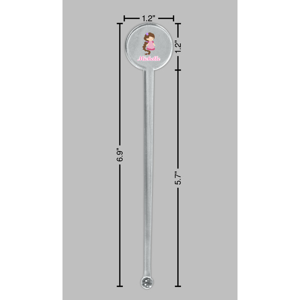 Princess Print Clear Plastic 7" Stir Stick - Round - Dimensions