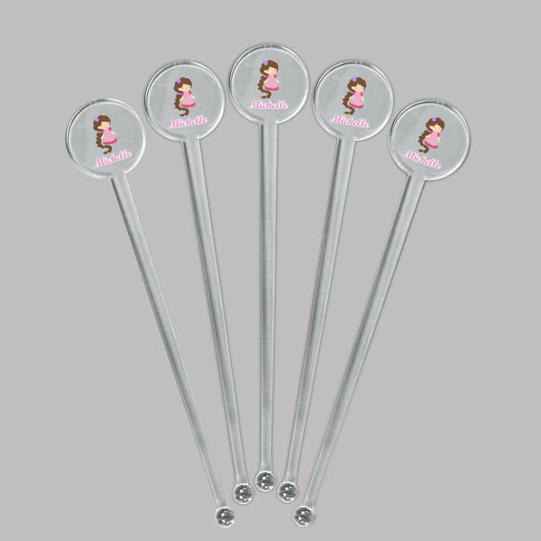 Princess Print Clear Plastic 7" Stir Stick - Round - Fan View