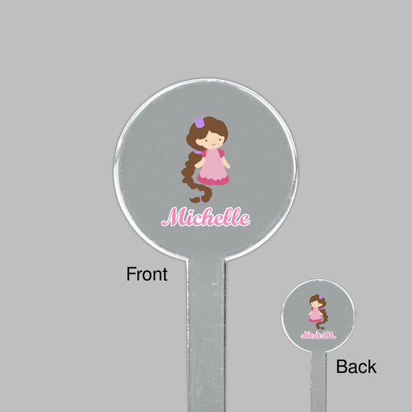 Princess Print Clear Plastic 7" Stir Stick - Round - Front & Back