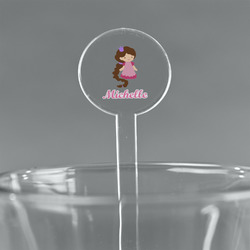 Princess Print 7" Round Plastic Stir Sticks - Clear (Personalized)